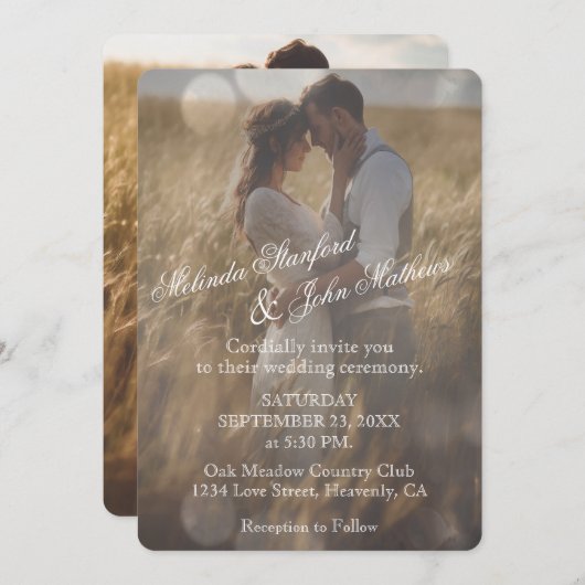 Einladung zur Hochzeit | Einfach mit weißem Text (Vorne/Hinten)