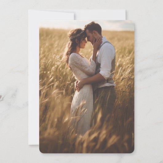 Einladung zur Hochzeit | Einfach mit weißem Text (Rückseite)