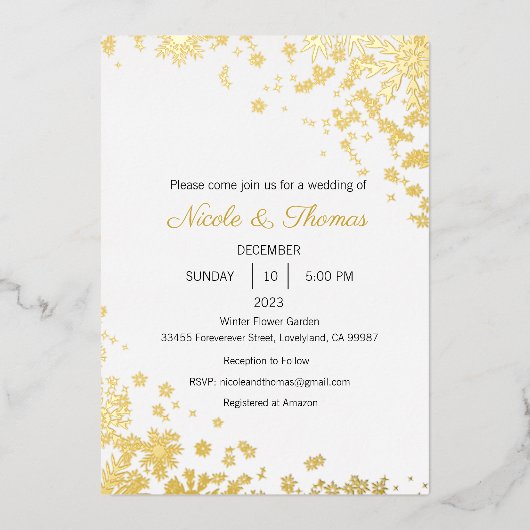 Einladung zur Hochzeit, Einladung zum Winterhochge (Vorderseite)