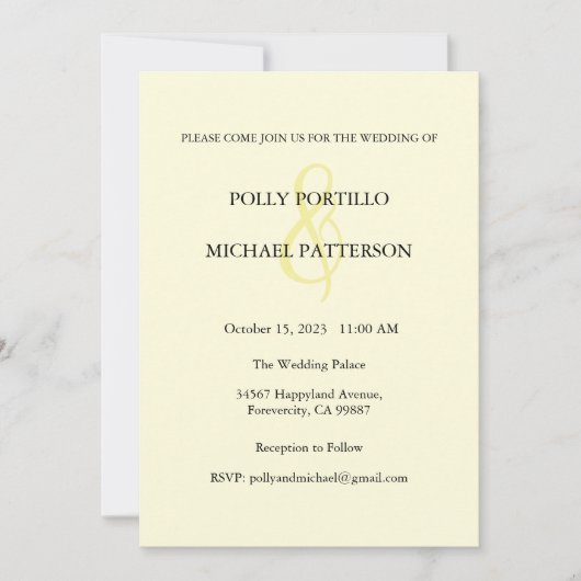 Einladung zur Hochzeit, Einladung zur klassischen  (Vorderseite)