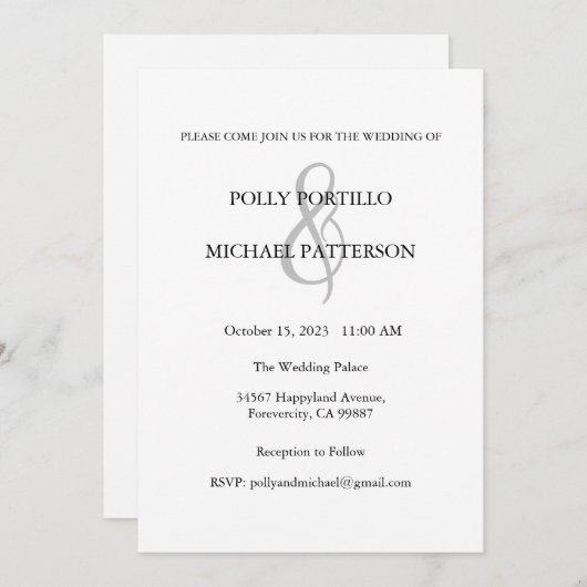 Einladung zur Hochzeit, Einladung zur klassischen (Vorne/Hinten)