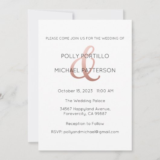 Einladung zur Hochzeit, Einladung zur klassischen (Vorderseite)