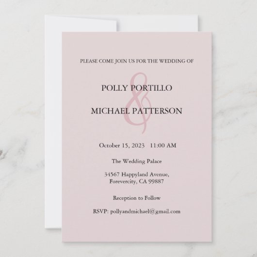 Einladung zur Hochzeit, Einladung zur klassischen  (Vorderseite)