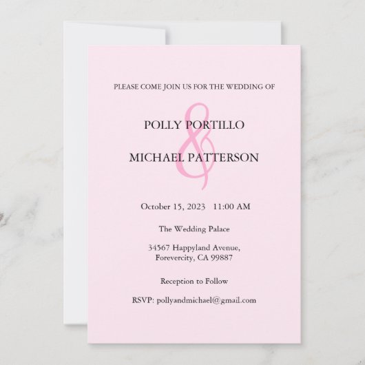 Einladung zur Hochzeit, Einladung zur klassischen (Vorderseite)