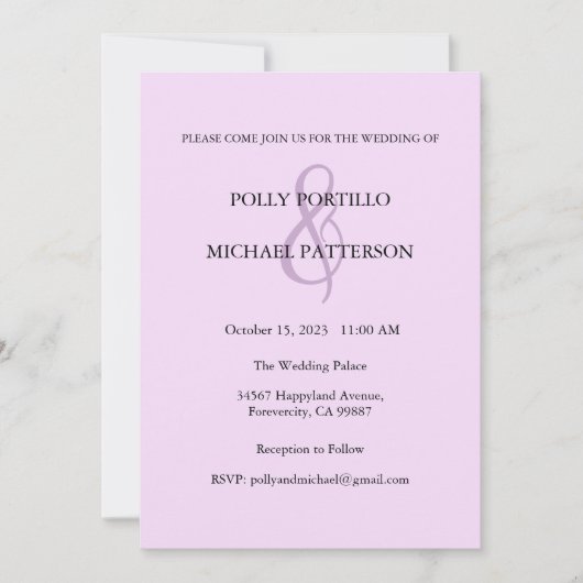 Einladung zur Hochzeit, Einladung zur klassischen  (Vorderseite)