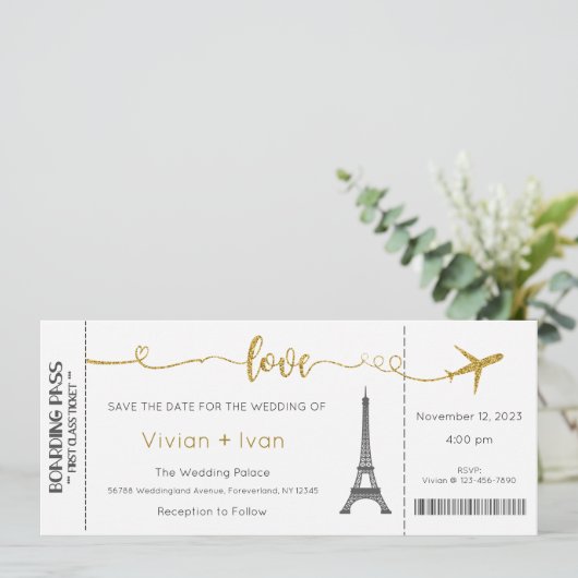 Einladung zur Hochzeit, Einladung zur Pariser Hoch (Stehend Vorderseite)