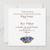 Einladung zur Hochzeit, Elegant, Blauer Schmetterl (Rückseite)