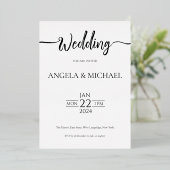 Einladung zur Hochzeit Elegante Kalligraphie (Stehend vorne)