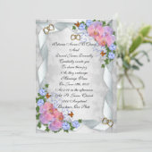 Einladung zur Hochzeit elegante Orchideen und Bänd (Stehend Vorderseite)