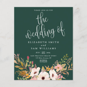 Einladung zur Hochzeit Emerald Elegant Blumenbudge Flyer