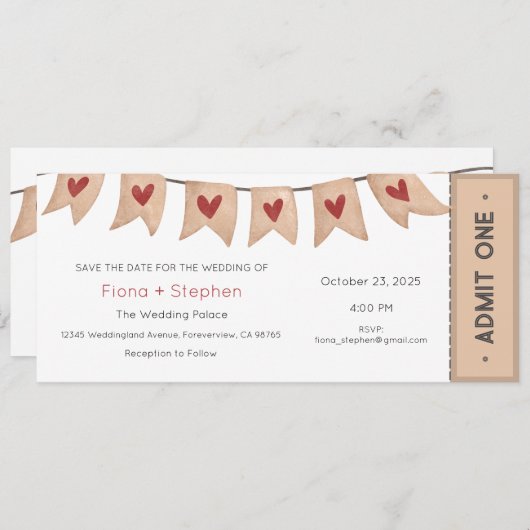 Einladung zur Hochzeit, Empfang zur Hochzeitsfeier (Vorne/Hinten)