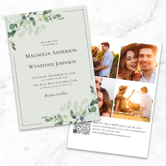 Einladung zur Hochzeit | Eucalyptus QR Code Foto