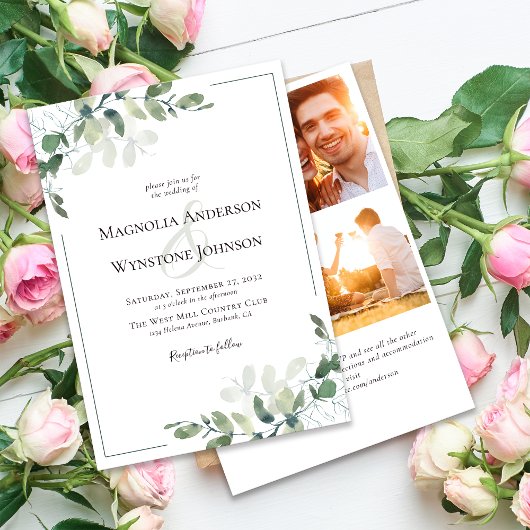 Einladung zur Hochzeit | Eucalyptus QR Code Foto