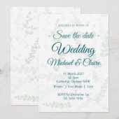 Einladung zur Hochzeit Eukalyptus Floral mit UAWG (Vorne/Hinten)