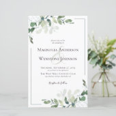 Einladung zur Hochzeit | Eukalyptus QR Code (Stehend Vorderseite)