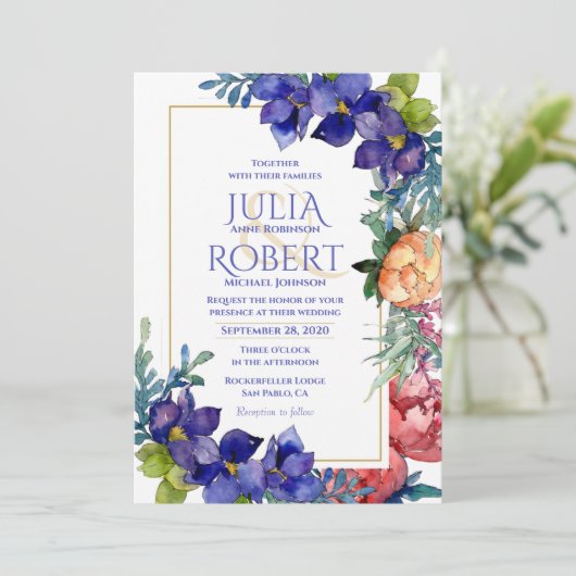 Einladung zur Hochzeit | Frohes Wasserfarben (Stehend Vorderseite)