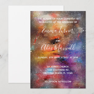 Einladung zur Hochzeit   Galaxy Watercolor-Skript