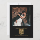 Einladung zur Hochzeit Gold Black Wappen QR Monogr (Rückseite)