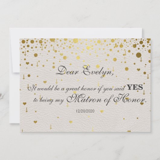 Einladung zur Hochzeit | Gold Confetti Matron of H (Rückseite)