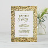 Einladung zur Hochzeit | Gold-Sequenzen (Stehend Vorderseite)