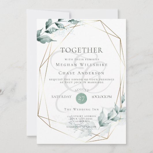 Einladung zur Hochzeit | Grayed Jade Green Botanic (Vorderseite)