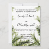 Einladung zur Hochzeit | Green Tropical Palm Scrip (Vorderseite)