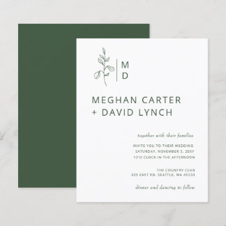 Einladung zur Hochzeit grüner Botanischer Monogram