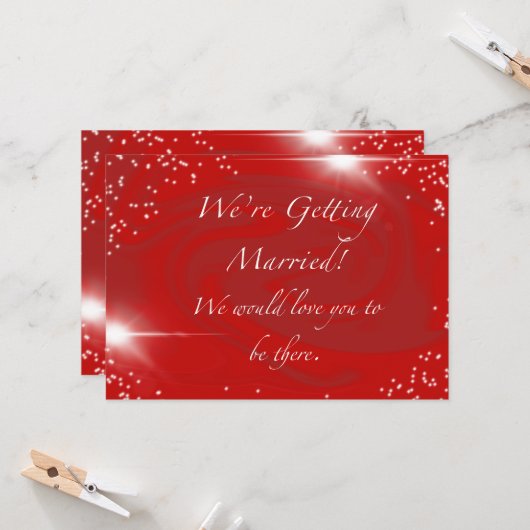 Einladung zur Hochzeit. Hellrot, sternig. (Vorderseite/Rückseite Beispiel)