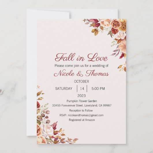 Einladung zur Hochzeit, Herbst in der Liebe Hochze (Vorderseite)