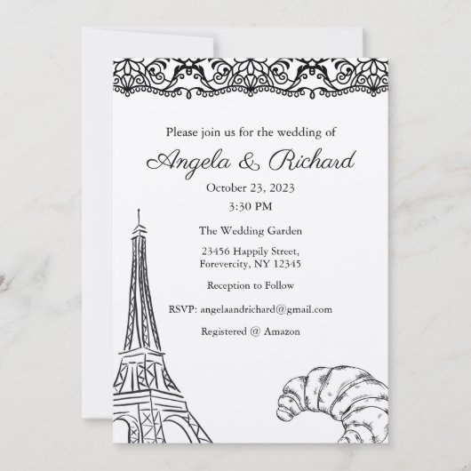 Einladung zur Hochzeit, Hochzeitstag, Paris (Vorderseite)