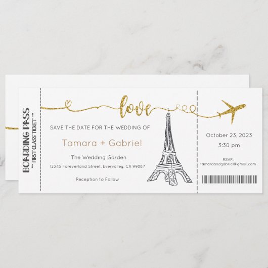 Einladung zur Hochzeit, Hochzeitstagung, Einladung (Vorne/Hinten)