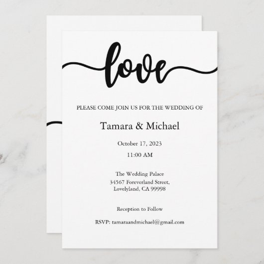 Einladung zur Hochzeit, Hochzeitstagung, Liebe (Vorne/Hinten)