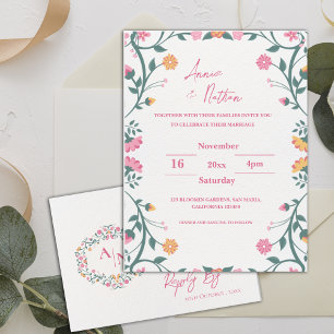 Einladung zur Hochzeit hübscher, komplizierter Blu Postkarte