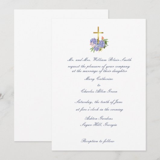 Einladung zur Hochzeit, Hydrangea, Jahrestag (Vorne/Hinten)