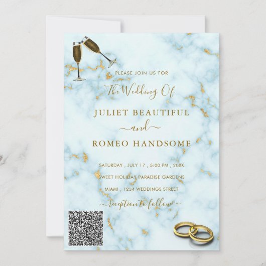 Einladung zur Hochzeit Ihres QR Code Gold (Vorderseite)