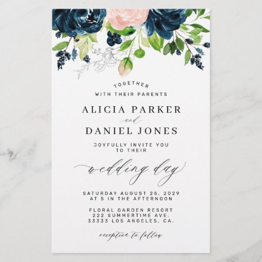 Einladung zur Hochzeit im eleganten Blumenzelt Flyer (Vorne)