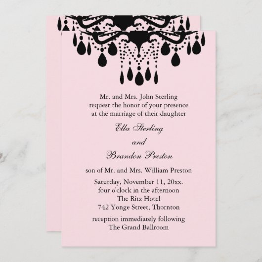 Einladung zur Hochzeit im Großraum (Rosa) (Vorne/Hinten)