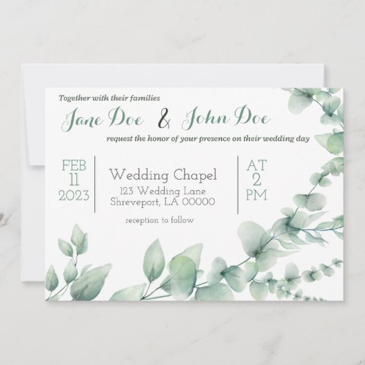 Einladung zur Hochzeit im Grünen (Vorderseite)