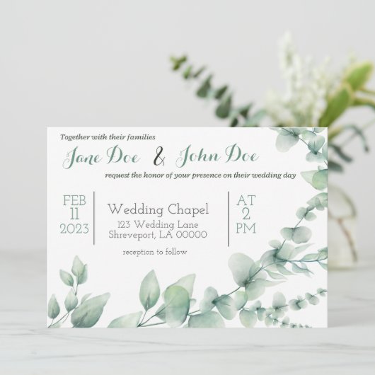 Einladung zur Hochzeit im Grünen (Stehend Vorderseite)