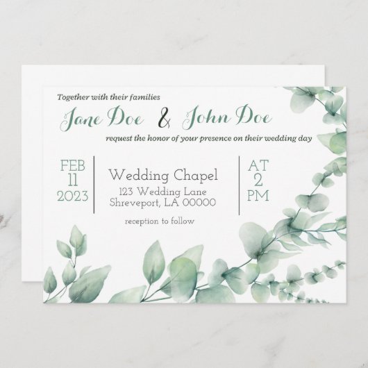 Einladung zur Hochzeit im Grünen (Vorne/Hinten)