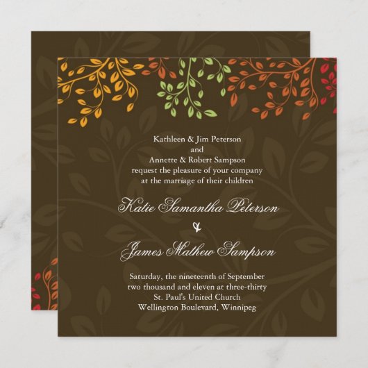 Einladung zur Hochzeit im Herbst (Vorne/Hinten)