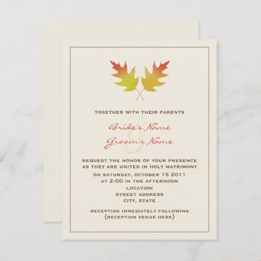 Einladung zur Hochzeit im Herbst - Blätter aus Eic (Vorne/Hinten)