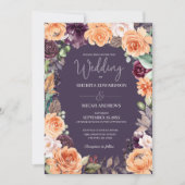 Einladung zur Hochzeit im Herbst der lila Pfirsich (Vorderseite)