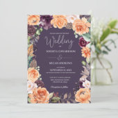 Einladung zur Hochzeit im Herbst der lila Pfirsich (Stehend Vorderseite)