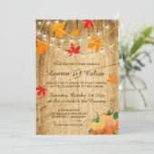 Einladung zur Hochzeit im Herbst mit Blätter und K (Stehend Vorderseite)