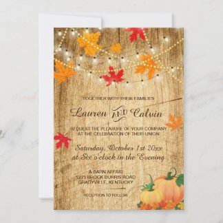 Einladung zur Hochzeit im Herbst mit Blätter und K