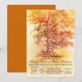 Einladung zur Hochzeit im Herbst mit Eichenbaum (Vorne/Hinten)