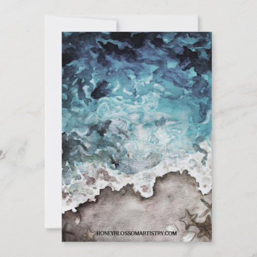 Einladung zur Hochzeit im rustikalen Ozean (Rückseite)