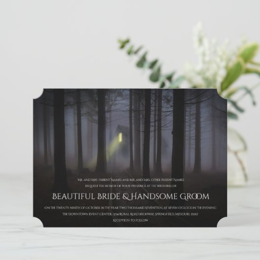 Einladung zur Hochzeit im Spuk Haus (Stehend Vorderseite)