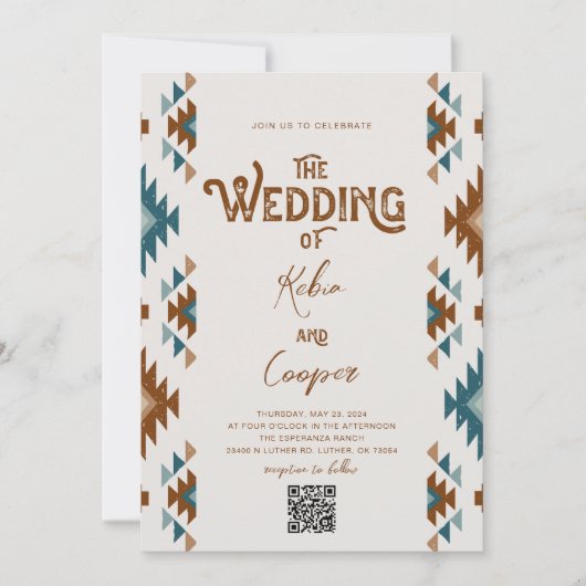 Einladung zur Hochzeit im Südwesten mit QR-Code (Vorderseite)